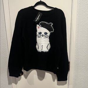 Karl Lagerfeld choupette sequin beret cat sweater